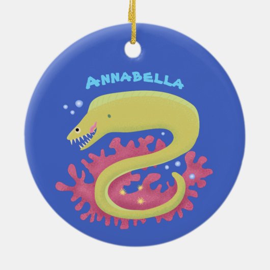 Groene moray paling grappige cartoon illustratie keramisch ornament (Achterkant)