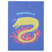 Groene moray paling grappige cartoon illustratie klembord (Achterkant)