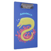 Groene moray paling grappige cartoon illustratie klembord (Rechts)