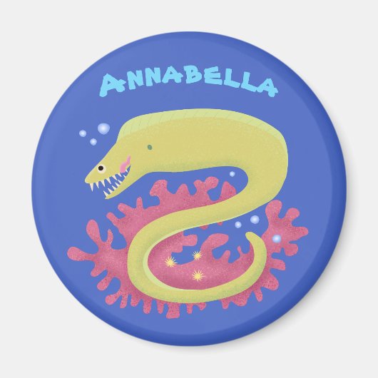 Groene moray paling grappige cartoon illustratie magneet (Voorkant)