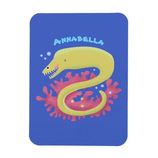 Groene moray paling grappige cartoon illustratie magneet (Verticaal)