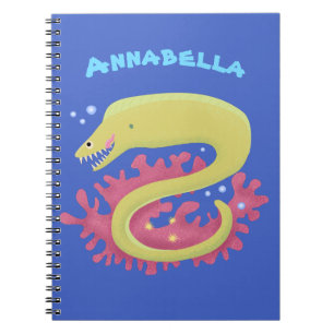 Groene moray paling grappige cartoon illustratie notitieboek