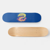 Groene moray paling grappige cartoon illustratie persoonlijk skateboard (Horizontaal)