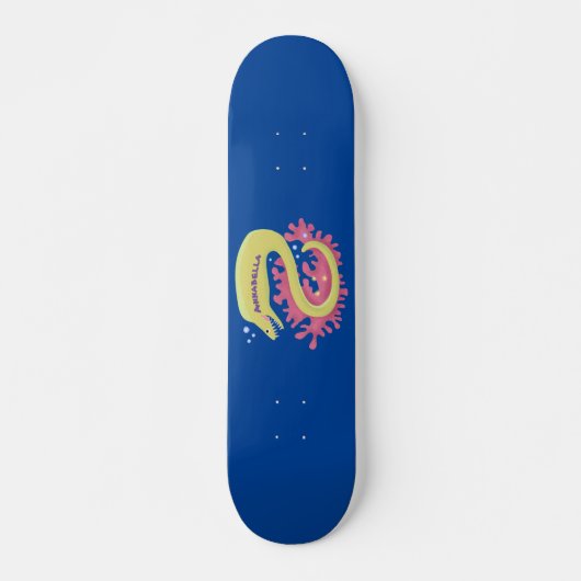 Groene moray paling grappige cartoon illustratie persoonlijk skateboard (Voorkant)
