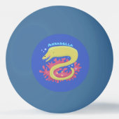 Groene moray paling grappige cartoon illustratie pingpongbal (Voorkant)