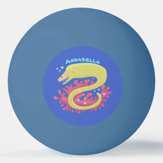 Groene moray paling grappige cartoon illustratie pingpongbal (Voorkant)