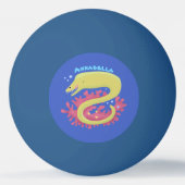 Groene moray paling grappige cartoon illustratie pingpongbal (Achterkant)