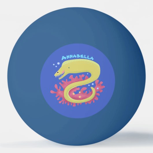 Groene moray paling grappige cartoon illustratie pingpongbal (Achterkant)