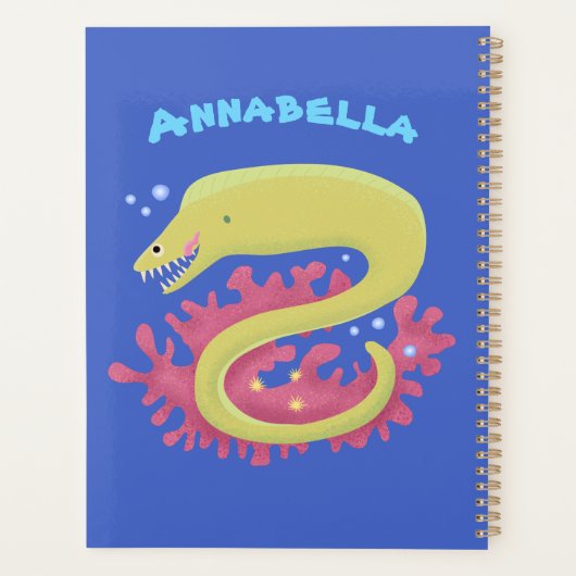 Groene moray paling grappige cartoon illustratie planner (Achterkant)