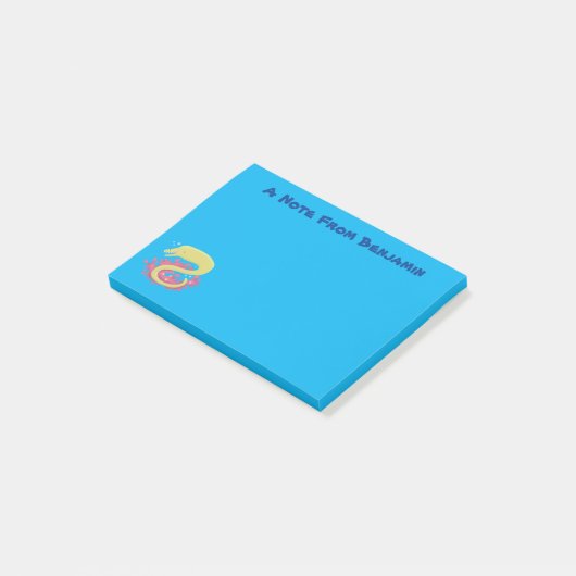 Groene moray paling grappige cartoon illustratie post-it® notes (Schuin)