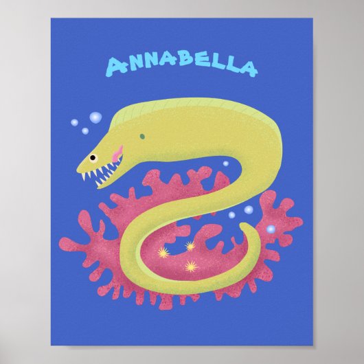 Groene moray paling grappige cartoon illustratie poster (Voorkant)