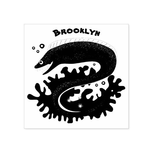 Groene moray paling grappige cartoon illustratie rubberstempel (Afrduk)