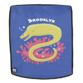 Groene moray paling grappige cartoon illustratie rugtassen (Verwijderbaar gezicht)