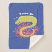 Groene moray paling grappige cartoon illustratie sherpa deken (Voorkant)