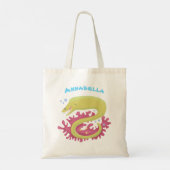 Groene moray paling grappige cartoon illustratie tote bag (Achterkant)