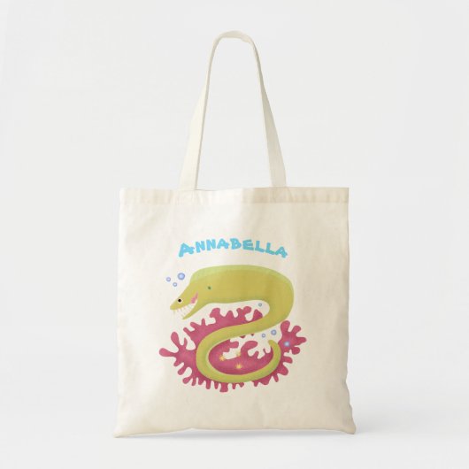 Groene moray paling grappige cartoon illustratie tote bag (Voorkant)