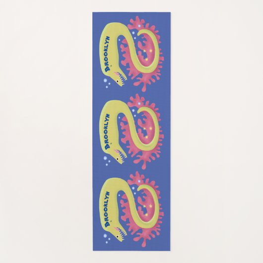 Groene moray paling grappige cartoon illustratie yogamat (Voorkant)