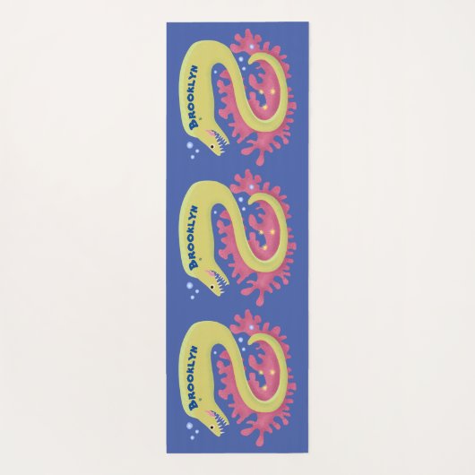 Groene moray paling grappige cartoon illustratie yogamat (Achterkant)