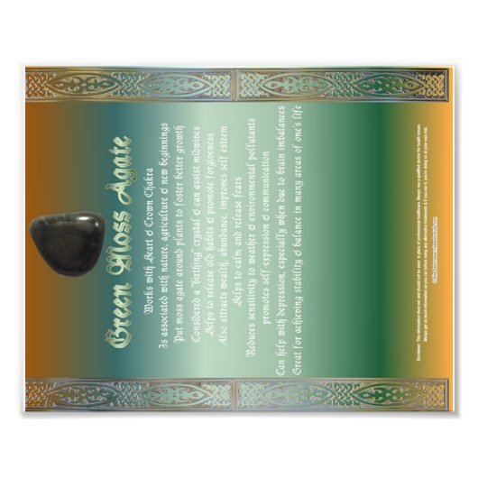 Groene Mos Agaat Eigenschappen Grafiek Foto Afdruk (Voorkant)