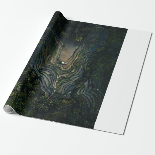 Groene mos op zwarte rots cadeaupapier (Uitgerold)