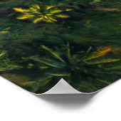 Groene mos op zwarte rots poster (Hoek)