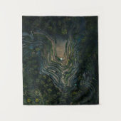 Groene mos op zwarte rots wandkleed (Voorkant)