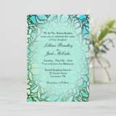 Groene Mosaic Floral Tegel Wedding Kaart (Staand voorkant)