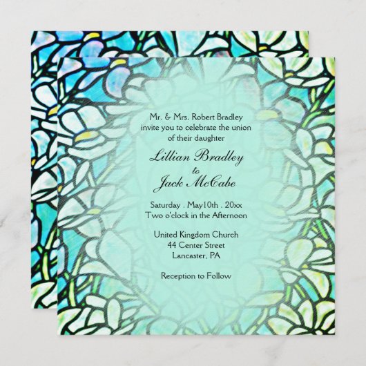 Groene Mosaic Floral Tegel Wedding Kaart (Voorkant / Achterkant)