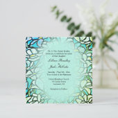 Groene Mosaic Floral Tegel Wedding Kaart (Staand voorkant)