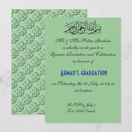 Groene moslimfeest kaart (Voorkant / Achterkant)