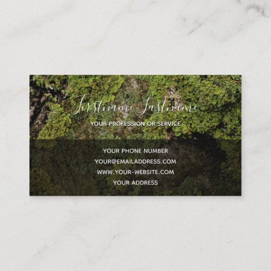 Groene mossy boomoppervlakte grijze rechthoek mono visitekaartje (Achterkant)