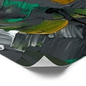 Groene & Mosterd Abstracte Penseelstreek Kunst Poster (Hoek)