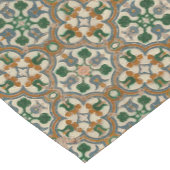 Groene mosterd bloemenazulejos Geometrisch patroon Korte Tafelloper (Hoek)