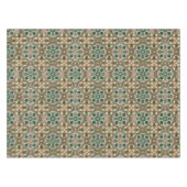 Groene mosterd bloemenazulejos Geometrisch patroon Tafelkleed (Voorkant (Horizontaal))