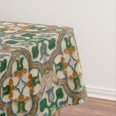 Groene mosterd bloemenazulejos Geometrisch patroon Tafelkleed (Voorbeeld)