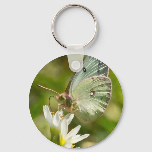 Groene Mot op Valse Knoflook Kleding en Geschenken Sleutelhanger (Voorkant)