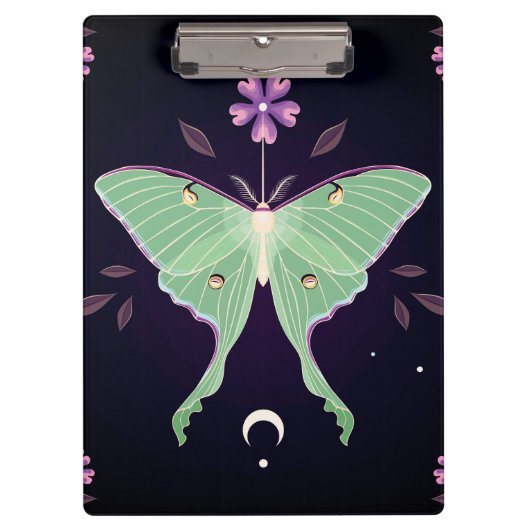 Groene Moth Paarse Flower | Moth-klembord Klembord (Voorkant)