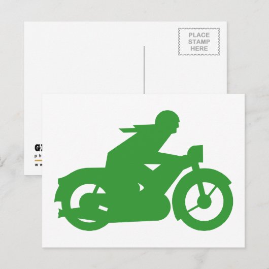 Groene motorfiets briefkaart (Voorkant / Achterkant)