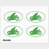 Groene motorfiets ovale sticker (Vel)