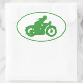 Groene motorfiets ovale sticker (Tas)