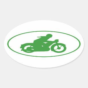 Groene motorfiets ovale sticker