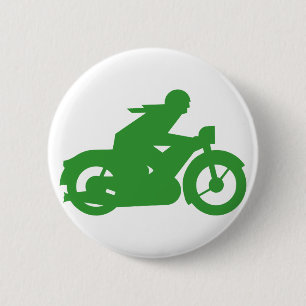 Groene motorfiets ronde button 5,7 cm