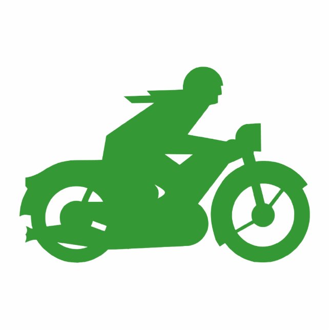 Groene motorfiets staand fotobeeldje  (Voorkant)