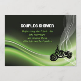 Groene motorfietser/motorfietsenbruiloft: douche kaart
