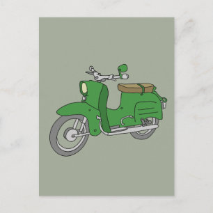 Groene Motorscooter "Schwalbe" Briefkaart