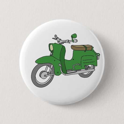 Groene Motorscooter "Schwalbe" Ronde Button 5,7 Cm (Voorkant)