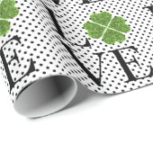 Groene mousserende shamrock Polka Dots Cadeaupapier (Rol Hoek)