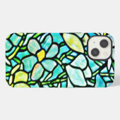 Groene mozaïek bloementegels iPhone hoesje (Achterkant horizontaal)