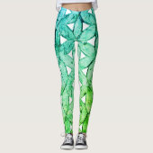 Groene mozaïekbloem leggings (Voorkant)