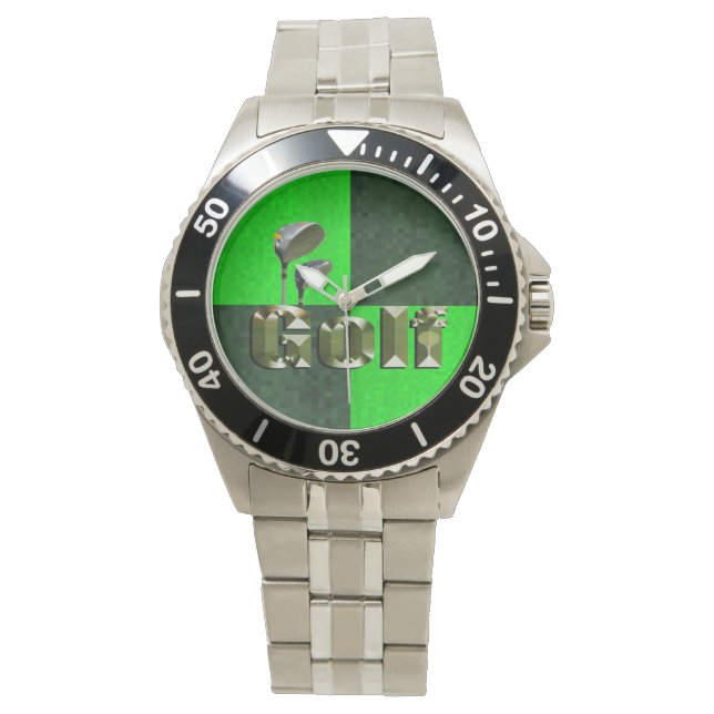 Groene mozaïekGolfclubs, Mannen polshorloges Horloge (Voorkant)